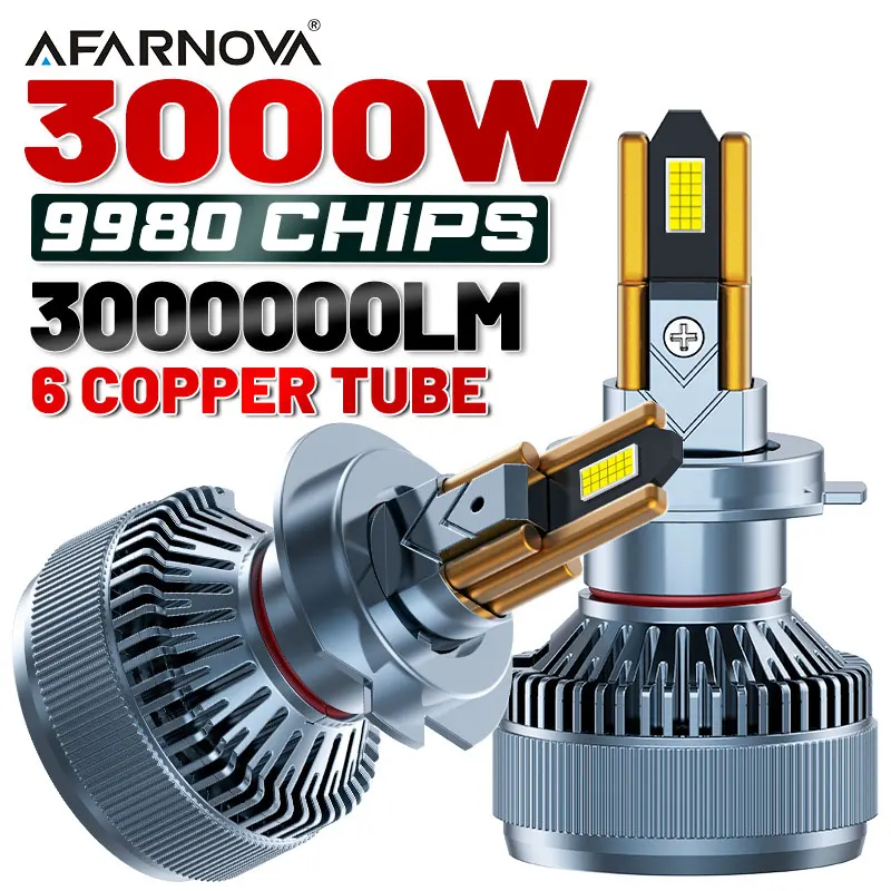 

2PCS H7 H11 H1 Turbo For Car LED Headlight Bulbs Canbus No Error 3000W H8 H9 H4 Auto lights 6000K Super Bright 9005 9006 Lamp