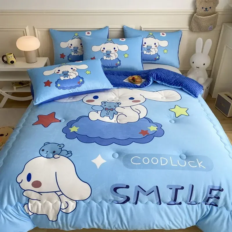 110X150CM Blanket Without of Bedding Bed Sheets Pillowcases Cinnamoroll Quilt Sanrio Series Kuromi Crystal Fleece Nap Blanket