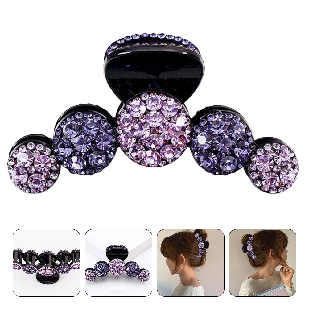 

1 Piece Violet Hair Claw Clip Rhinestone Decorated Elegant Women Headdress Stylish Hair Jaw Clamp for Party Daily Wear Accessory