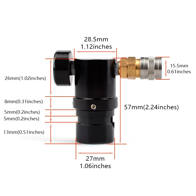 HPA Micro GEN2 Regulator G1/2-14 Adjustable 0-200PSI Output Mini Pressure Regulator 8mm Quick Connect For CO2 Pneumatic System
