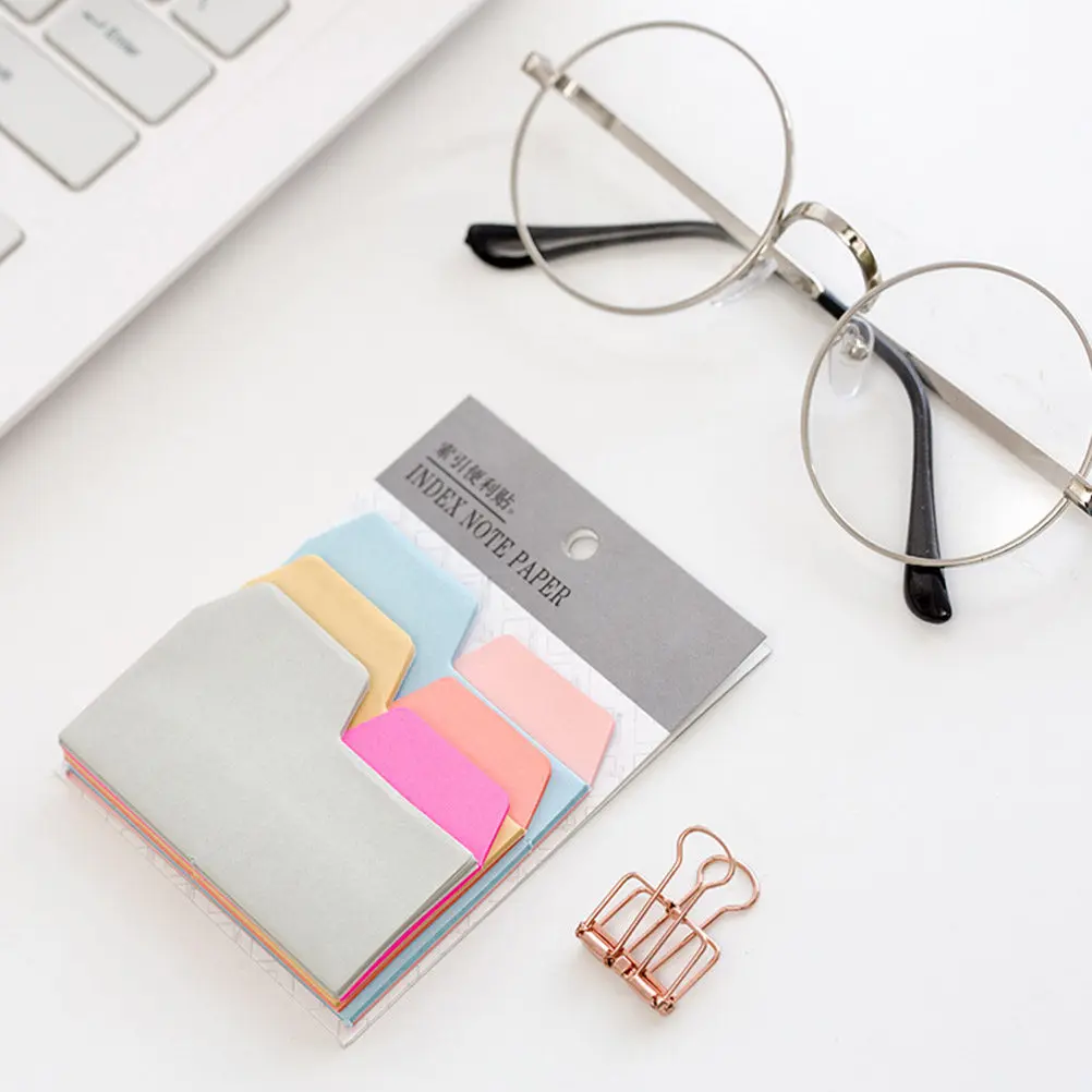 4Pcs Writable Index Tabs Paper Memo Notes Sticky Self Adhesive Bookmarks for Document Highlighting Marking Pages Memo Note Pad