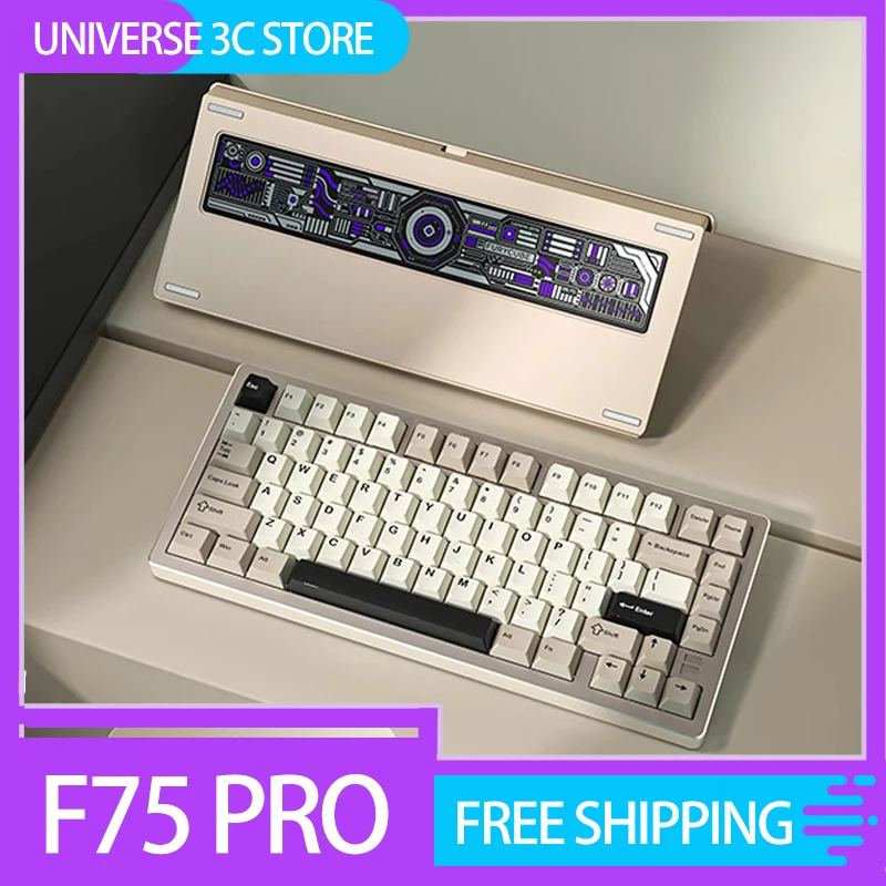 Furycube F75 Pro Mechanical Keyboard Tri Mode Aluminum Alloy Rgb Hot Swap Customization Gamer Keyboard For Pc Accessory Gifts