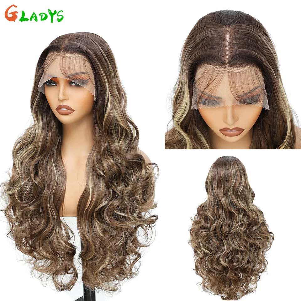13x4 Body Wave Transparante Kant Voor Vrouwen Ombre Kleur Cosplay Pruiken Synthetisch Haar Pruiken Hoge Temperatuur Vezel pruiken