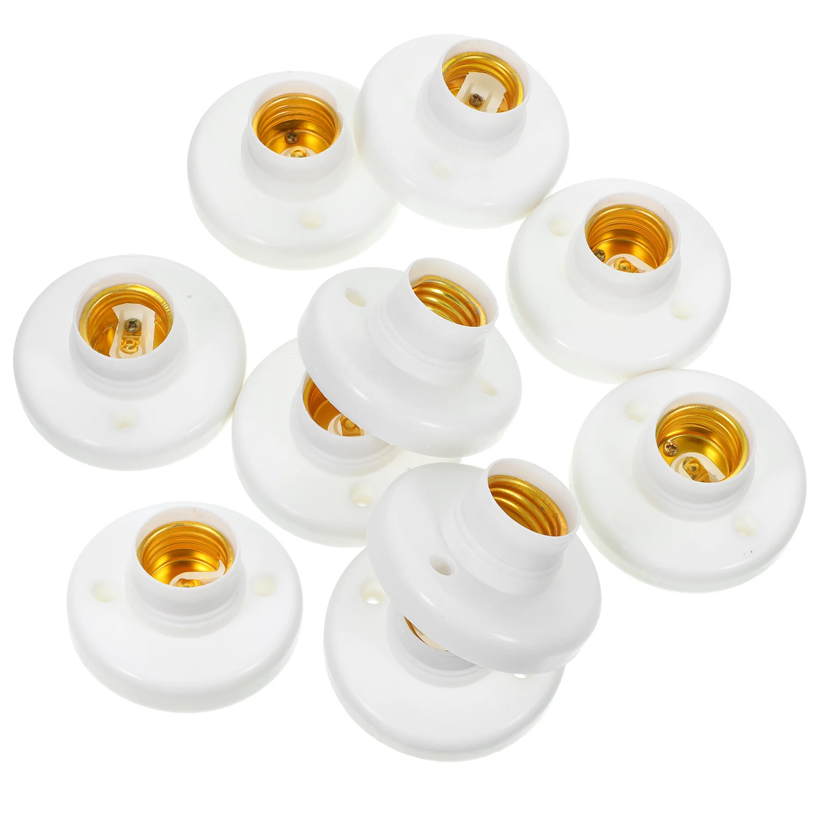 10 pçs soquete de luz suporte de lâmpada de montagem plana e27 parafuso luo boca (602 (terminal de cobre)) 10 peças base de lâmpadas apenas suportes brancos