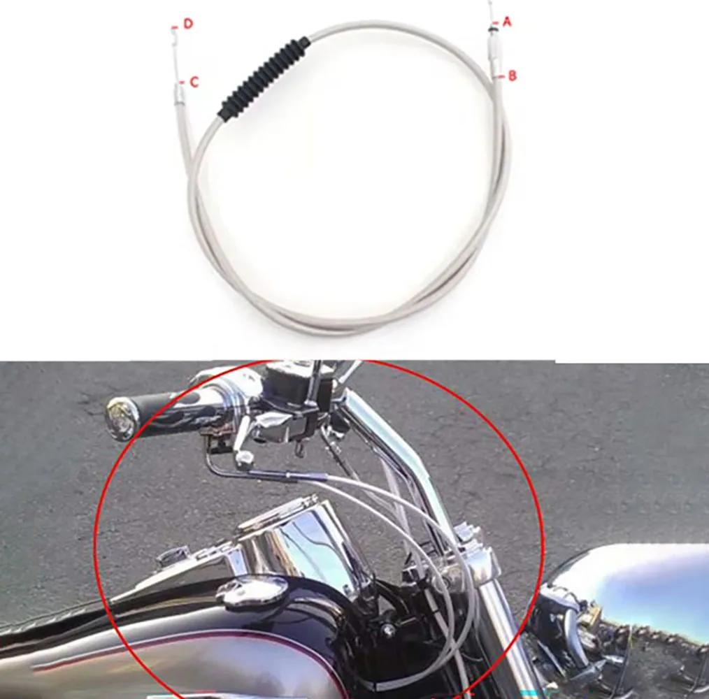 Motorcycle Braided Clutch Cable Hand Control Wire Wolfram Steel 140-180CM For Harley XL Softail Heritage Road King Custom