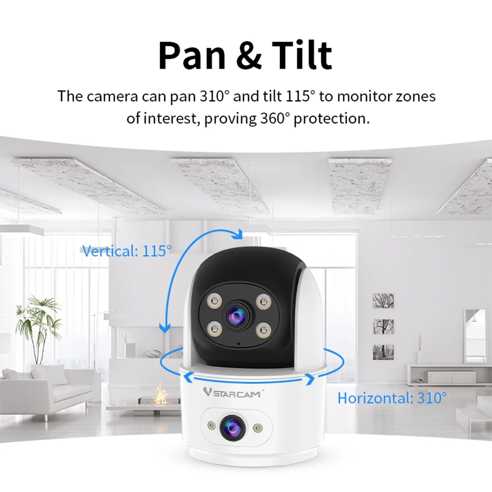 Vstarcam 5MP HD Dual Lens Camera WiFi Security 5X Zoom Home Camera Human Detection Surveillance Full Color Night Vision IP Cam
