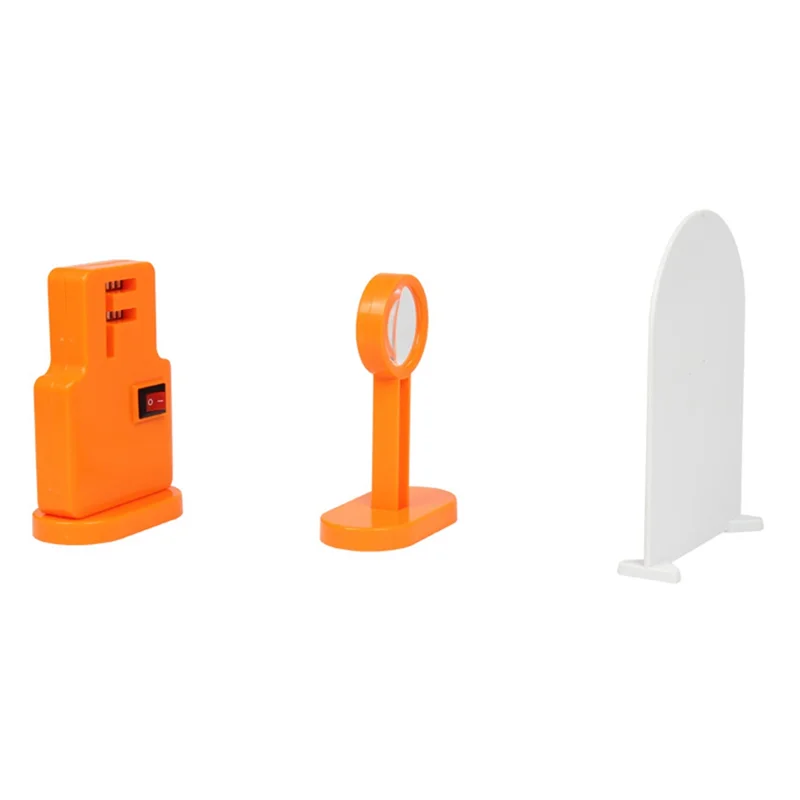 Conjunto de experimentos ópticos de física, lente convexa y experimento de imágenes de agujeros pequeños, refracción y reflejo de luz