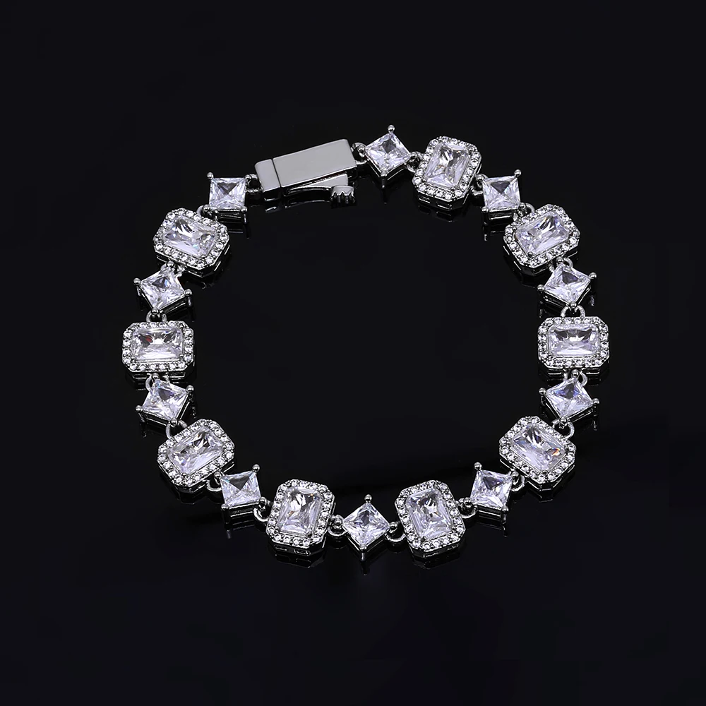 

Модный браслет HHIOK с цирконием 10 мм, позолоченный, с кубическим цирконием, блестящий, в стиле хип-хоп, для вечеринок, унисекс, подарок