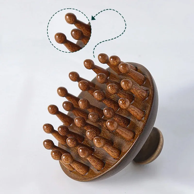 Wooden Massage Comb Scalp Head Massager Natural Sandalwood Circular Tooth Guasha Scraping Body Massager