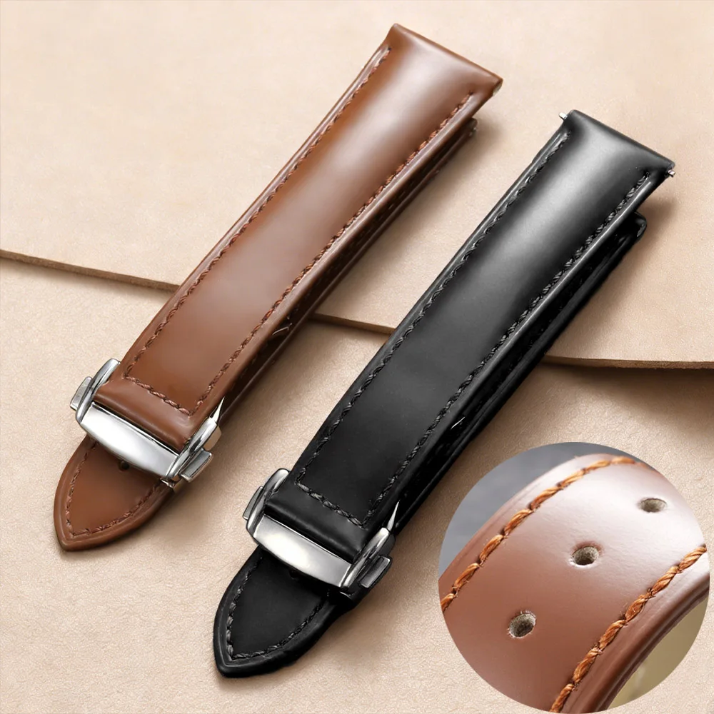 Genuine Cowhide Watchband 19mm 21mm 20mm 22mm for Omega Seamaster 300 for Speedmaster AT150 Folding Buckle Men Sport Bracelets