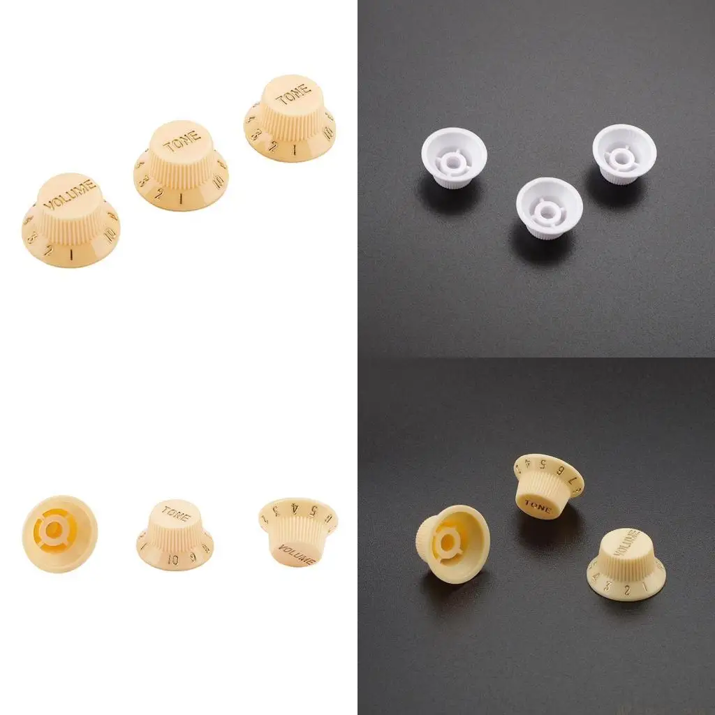 31BE 3PCS Manopola Per Chitarra Cappello A Cilindro Manopole Controllo Del Tono Del Volume Della Chitarra Manopola
