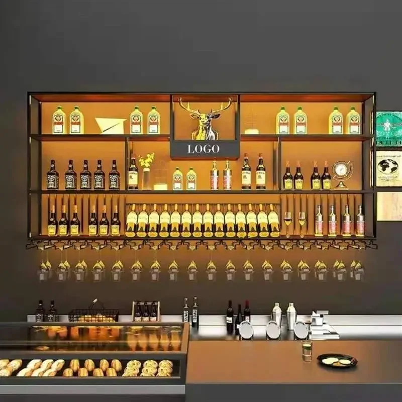 

Hanging Corner Kitchen Wine Cabinets Display Liquor Storage Modern Wall Mounted Wine Rack Restaurant Cellar Wijn Kast Furniture