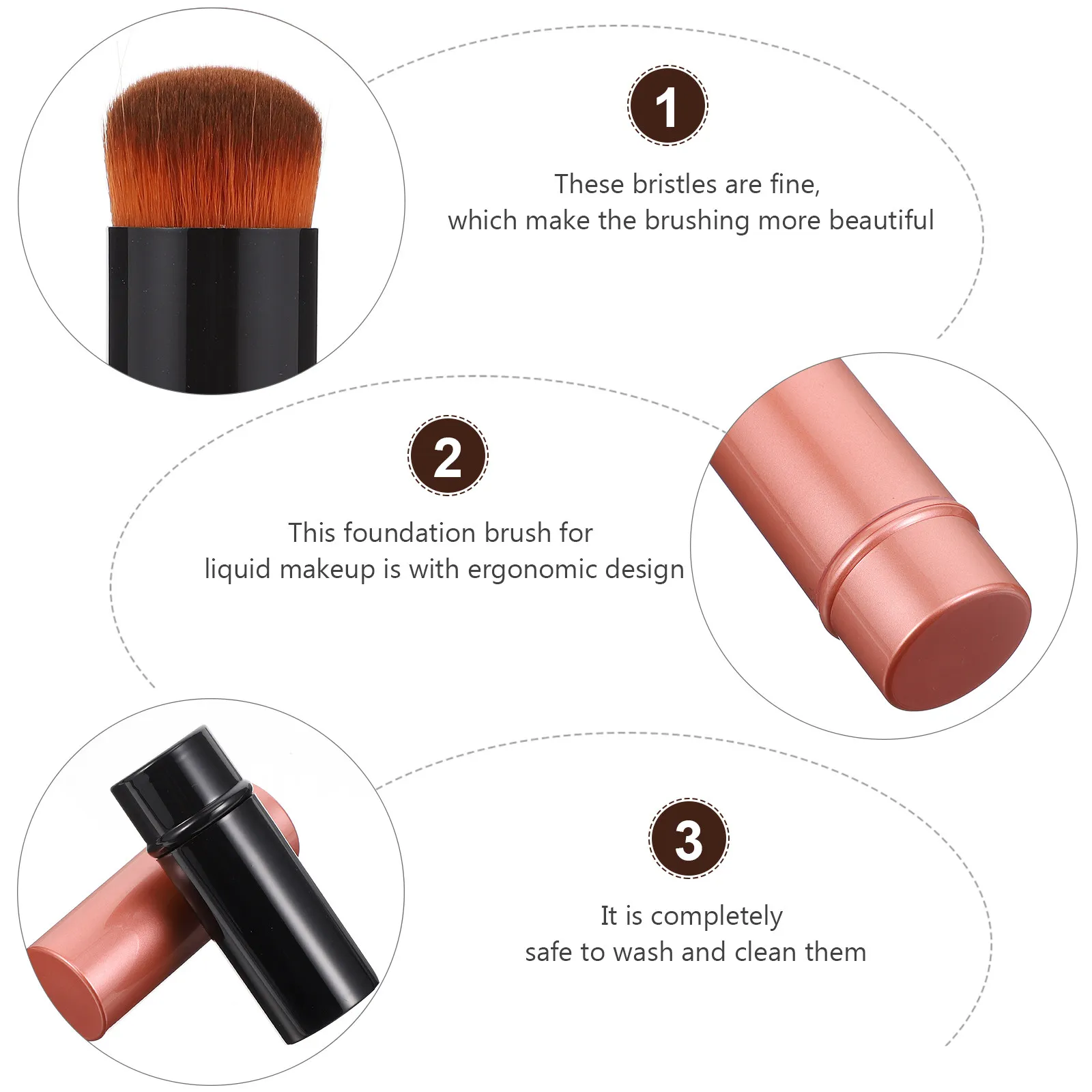 แปรงรองพื้นแบบยืดหดได้ 2 ชิ้น ขนแปรงนุ่ม ออกแบบตามหลักสรีรศาสตร์ แปรงแต่งหน้า แปรงคอนซีลเลอร์