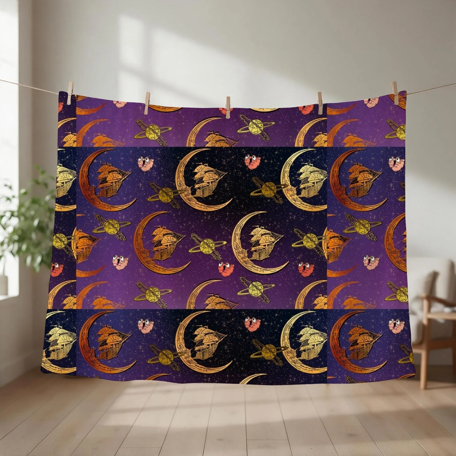 Treasured Planets Throw Blanket couch cozy soft plush fuzzy picnic outdoor blanket