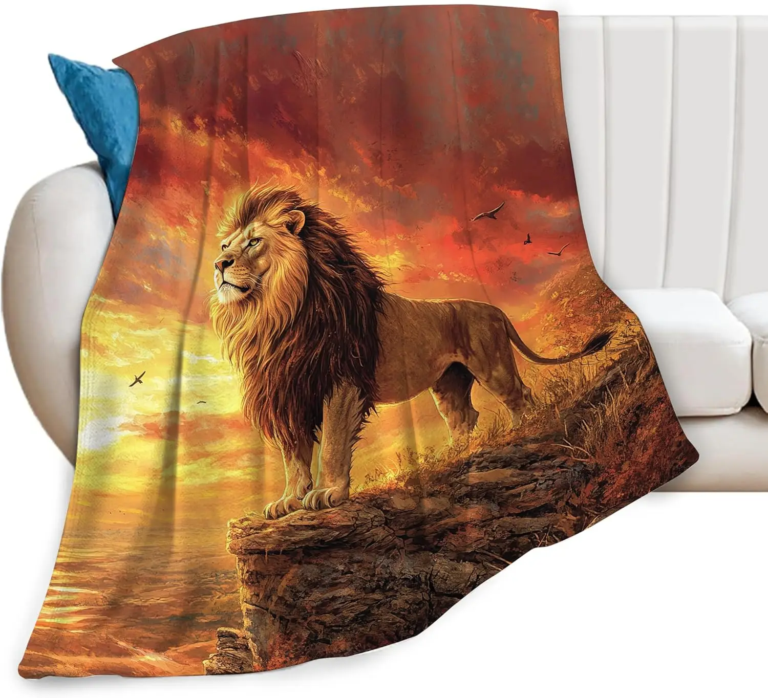Lion Blanket Soft Cozy Lion Fleece Throw Blanket Warm Lightweight Animal Flannel Plush Bedding Stuff Decor Blankets Gifts for
