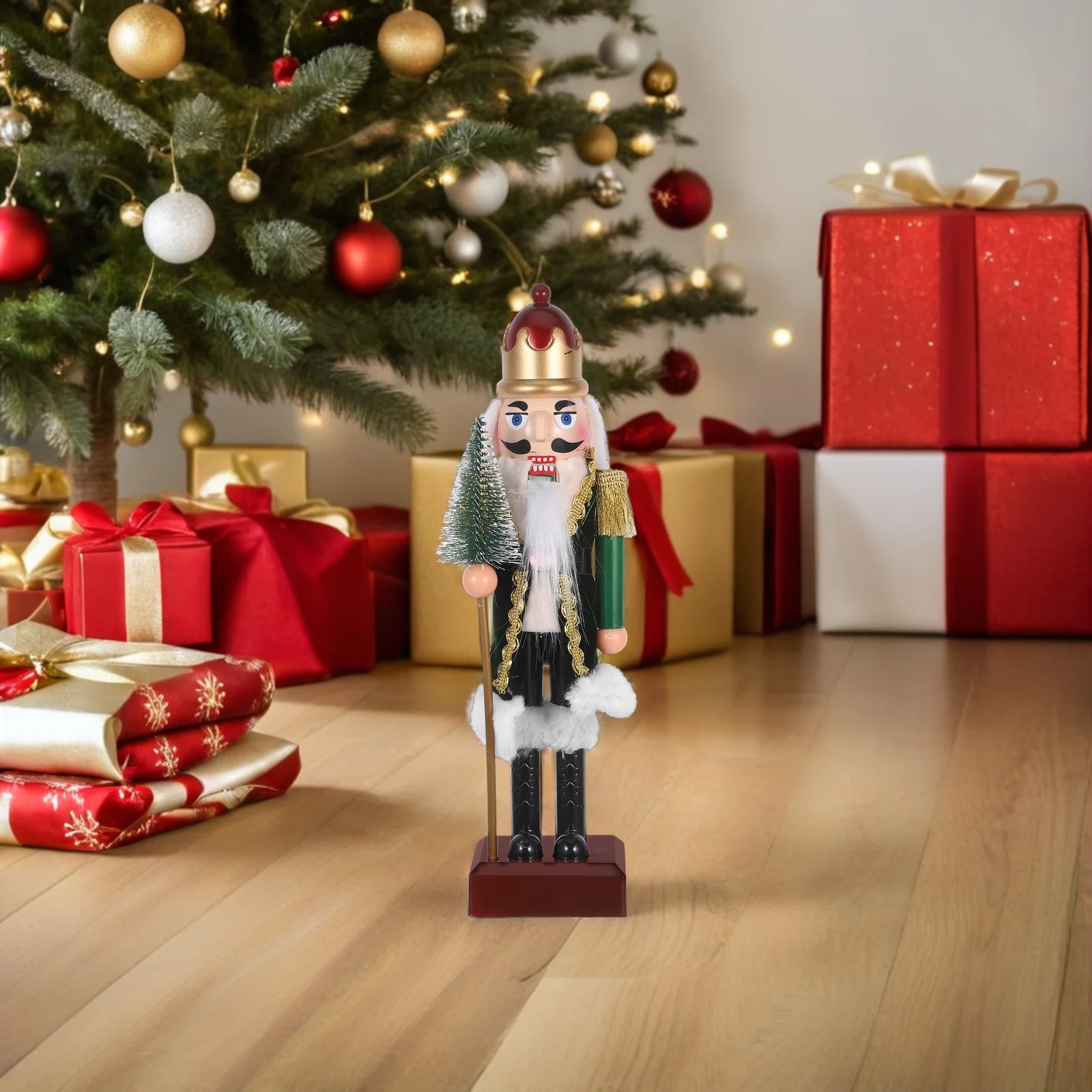 

Plastic Christmas Nutcracker Scepter Traditional Soldier Decoration Xmas Tabletop Holiday Cheerful Design