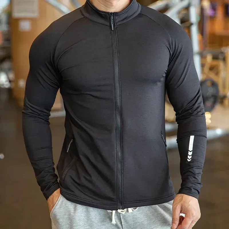 Winter thick blazer for men Zip elastic quick-drying running jacket Fitness Gym sports shirt Blazer for men sportswear