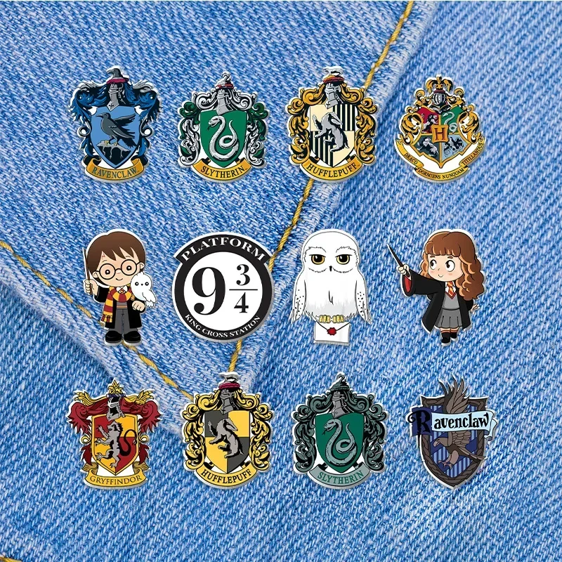 Broche Kawaii de Harry Academy of Magic alrededor, Pin de Collar de resina de búho Slytherin Granfendo, regalo decorado, 9, 3/4