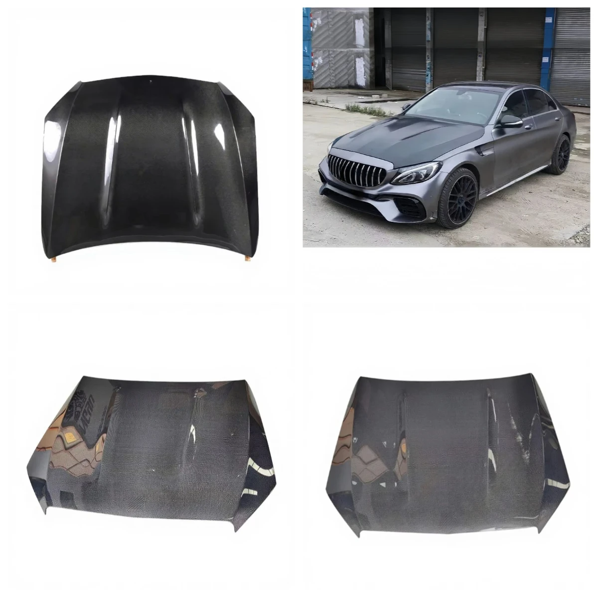 

BR New Black Carbon Fiber Engine Cover For C-Class W205 (2015-2021) 1 Year Warranty Made In China