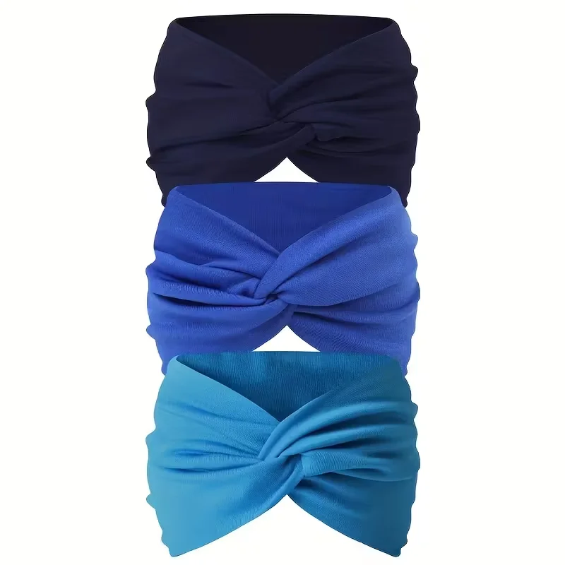 3 Stück breite Haarbänder für Damen, aus elastischem, einfarbigem Material, rutschfestes Haaraccessoire für Sport und Bewegung, vielseitiges Accessoire. – Detail 9