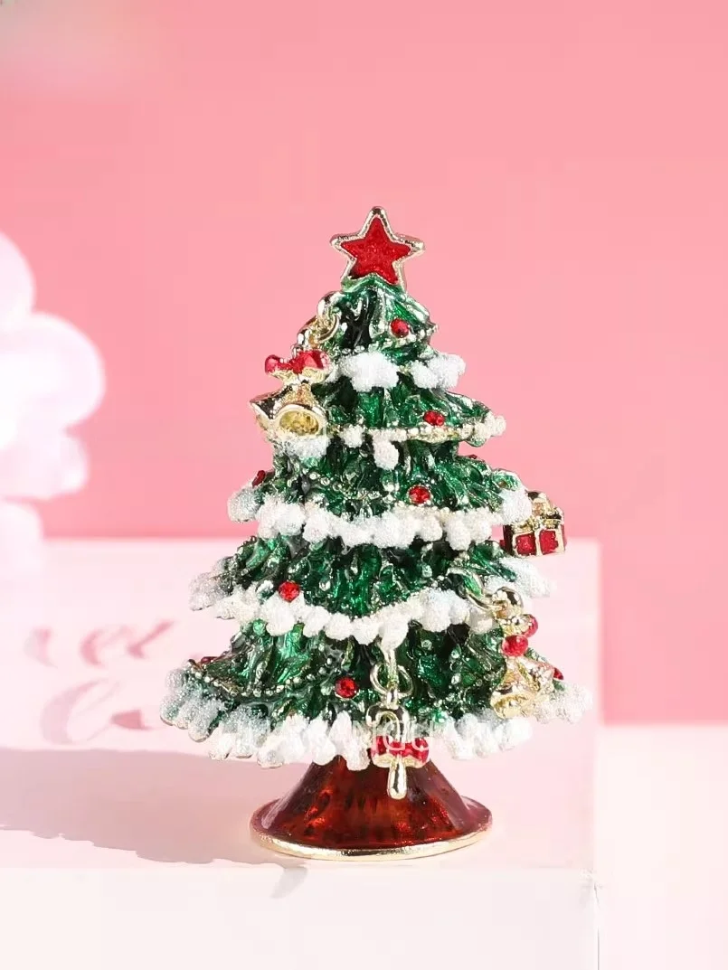 クリスマスツリー型ジュエリーボックス-ホリデーデコレーションオーナメント-サンタクロース装飾収納ボックス-お祝いギフトアイデア