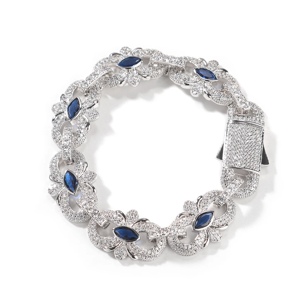 قلادة على شكل زهرة حدوة حصان وماركيز مقاس 16 ملم، سوار زركونيا مكعب جليدي - مجوهرات هيب هوب للرجال، سلسلة الترقوة،