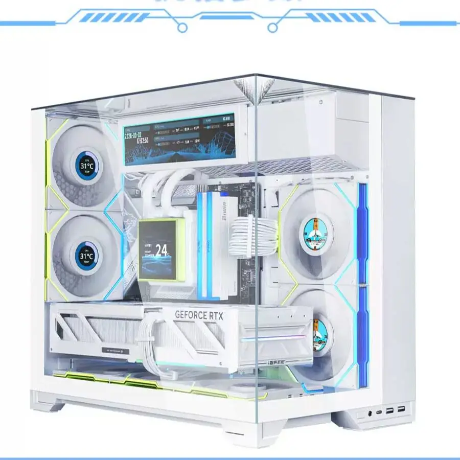 O11 Vision-M 9800X3D White Sea View Room 5070 White Vulcan Game Console 9070xt Computer
