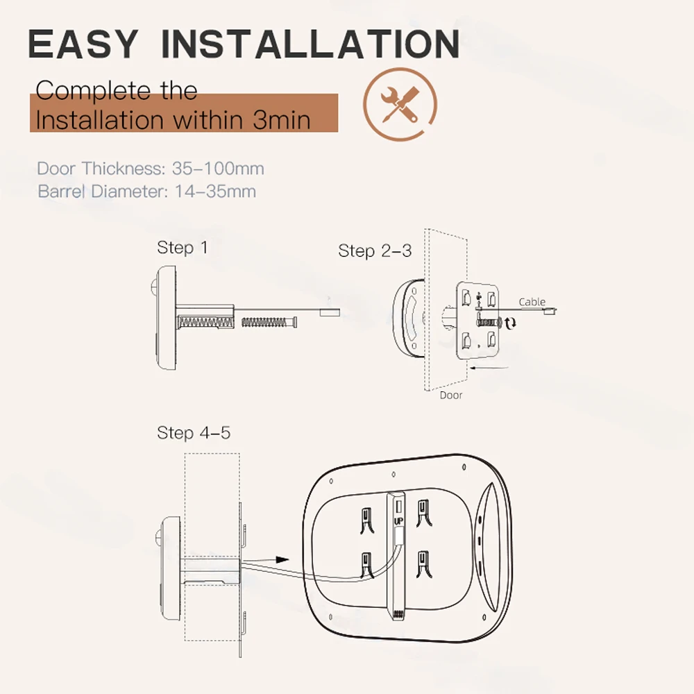 Mini 4.3Inch LCD Screen Indoor Camera Tuya Smart Digital Door Peepholes Wifi Camera 120° Wide Angle PIR Motion Detection