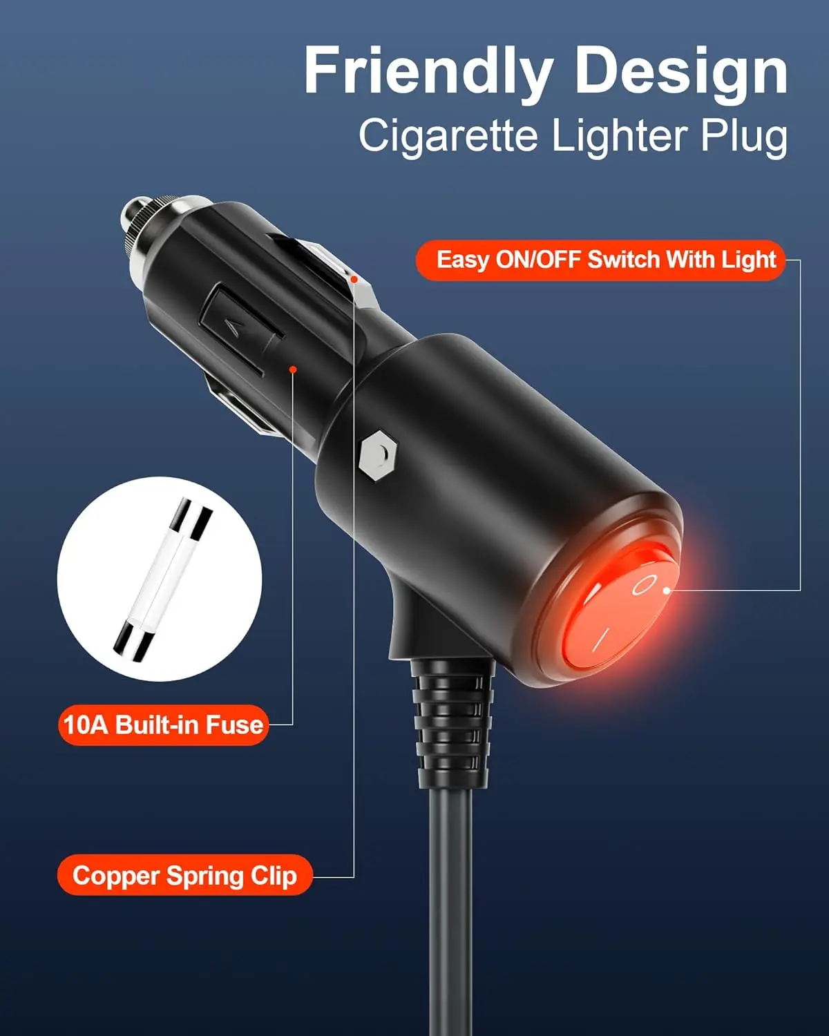 Para starlink mini cabo de alimentação 12v-24v dc adaptador de cigarro de carro com interruptor de luz indicadora led fusível embutido plug and play