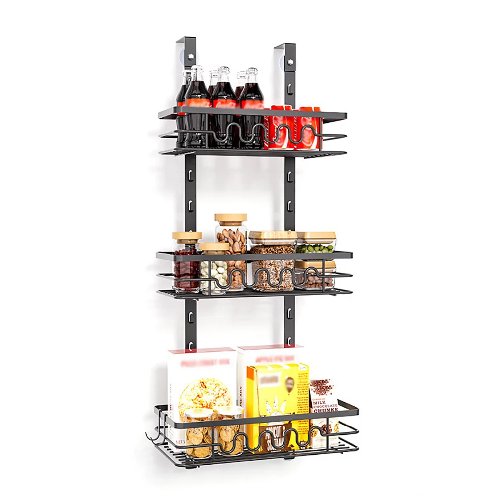 Over The Door Pantry Organizer, Pantry Door Organizer Shelves, Metal Hanging Spice Rack For Pantry Door, Multi-Tier Over