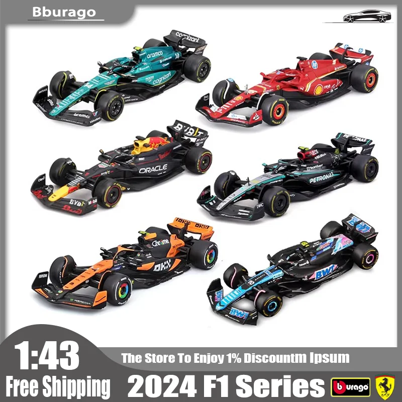 عرض خاص منتجات Bburago 1:43 F1 سبيكة مصغرة دييكاست نموذج ماكلارين Mcl38 Bwt جبال الألب A524 Amg W15 F1 سيارة لعبة طفل هدية