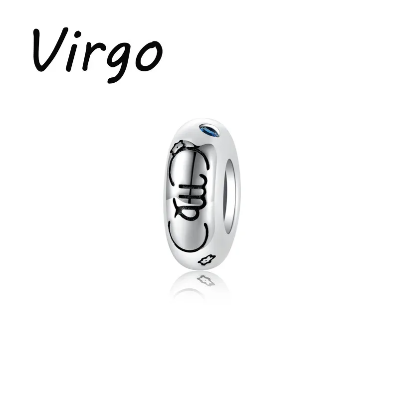 

925 Sterling Silver Zodiac Virgo Spacer Bead Pendant Charm Bead Fit Original Bracelet DIY Accessories