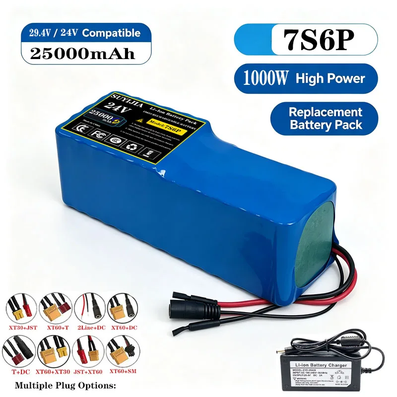 29.4v nouvelle batterie lithium - ion rechargeable 24V avec BMS pour scooter électrique 7s6p 29.4v 25ah