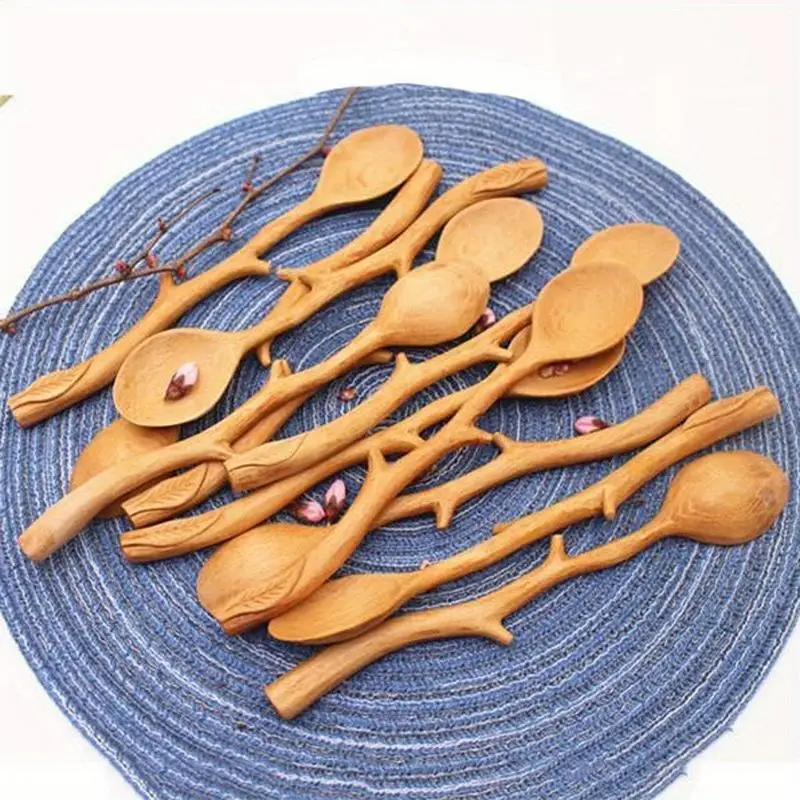 2pcs Artisan Branch Design Long Handle Coffee Stirrer Durable Stylish Tableware Addition