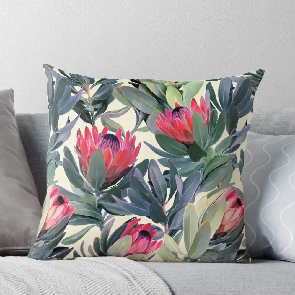 Painted Protea Pattern Throw Pillow Pillowcase Cushion Christmas Pillow Covers Embroidered Cushion Cover Pillow