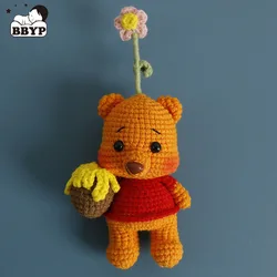 Handmade Crochet Stuffed Key Chain Cartoon Knitted Cartoon bear Rabbit Doll Key Ring Pendant for Boys Schoolbag Key chain
