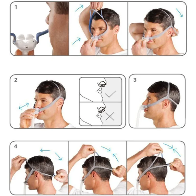 Resmed Philips CPAP 자동 CPAP Bipap 마스크 안티 코골이 수면 무호흡증 COPD OSAHS 마스크 용 기존 Airfit P10 비강 베개 마스크