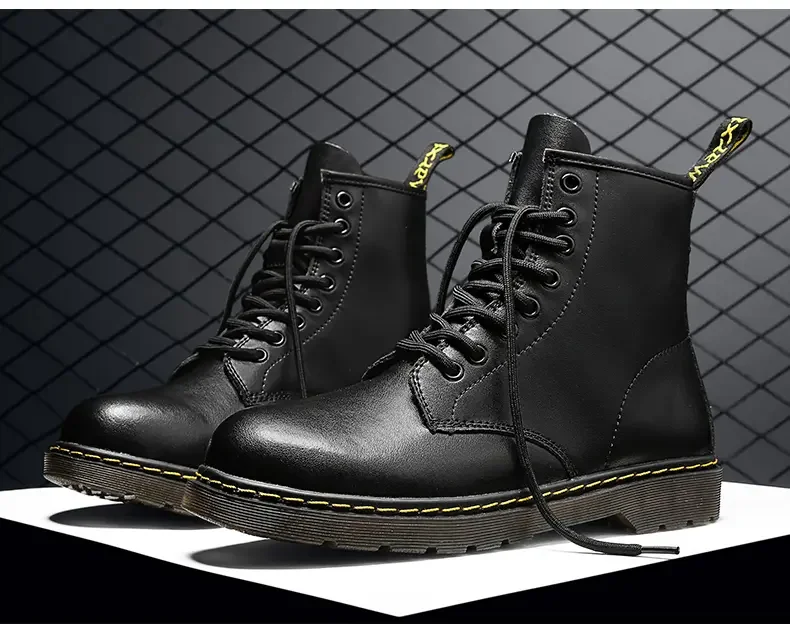 ML 2025 Men's leather classic six-hole boots Fashion British cycling ankle boots outdoor boots - Image 4