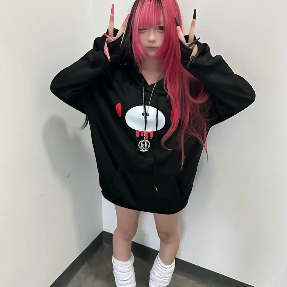 Kawaii Women Gloomy Bear Sweatshirt Hoodie Gothic Y2K Harajuku Print Leisure Sports Harajuku Punk Loose Fitting Pullover Tops