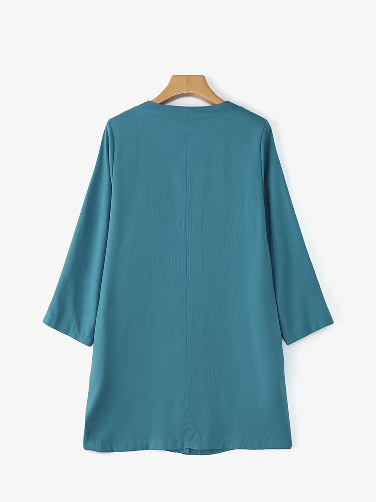 2025 herbst Strickjacke ZANZEA Frauen Vorne Offen Kimono Dünne Mäntel Casual Langarm Blusen Weibliche Cover Up Solide Lange Strickjacken