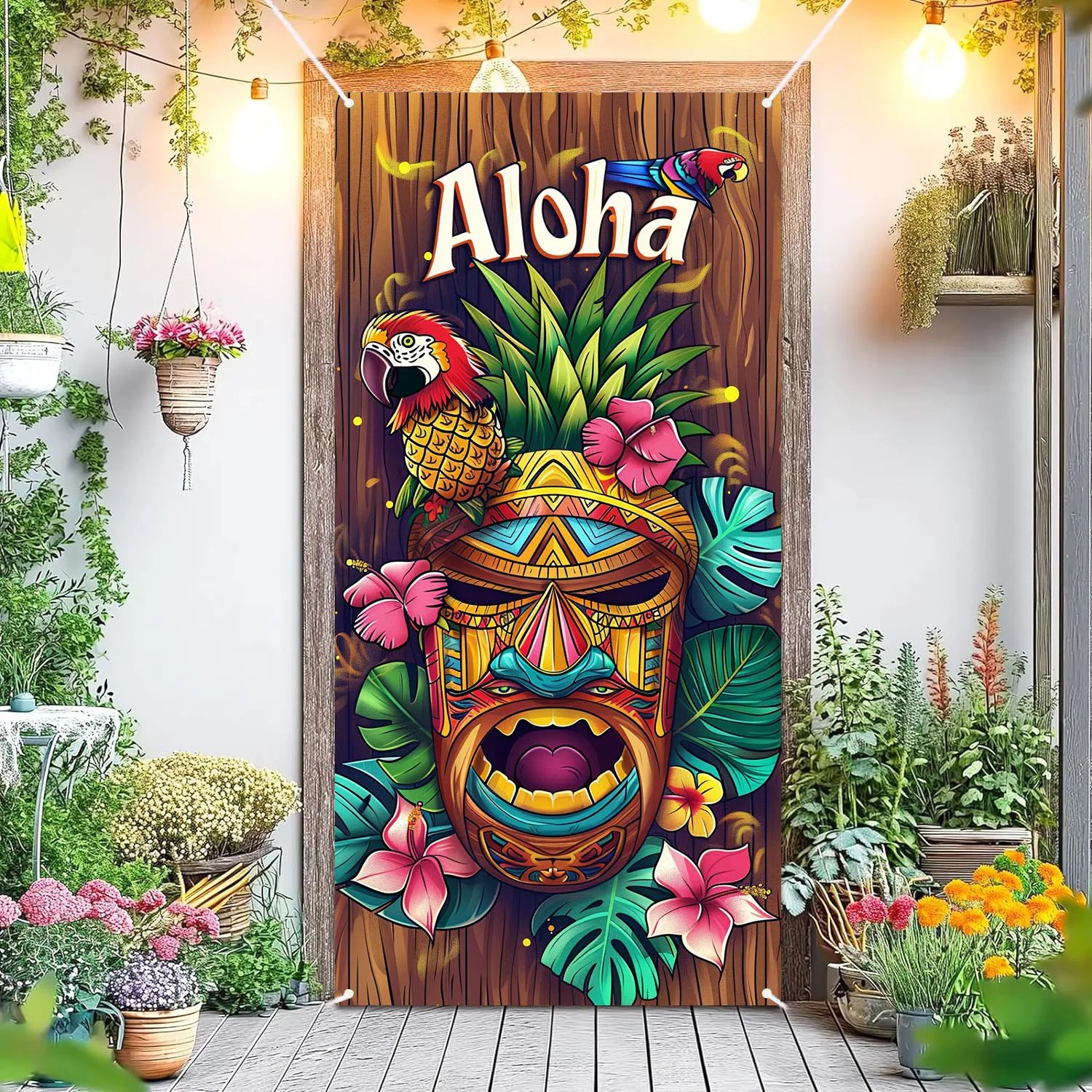 70x35 Inch Summer Door Door Cover Banner Hawaiian Theme Party Decor Totem Door Banner Sign Outdoor Birthday Baby Shower Backdrop