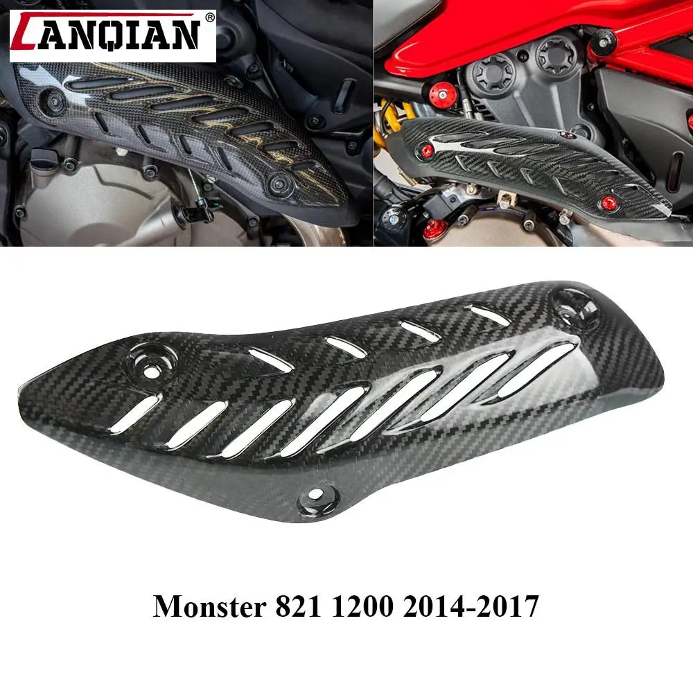 

Для Ducati Monster 821 1200 2014 2015 2016 2017 мотоциклетная труба из углеродного волокна выхлопная Тепловая Защитная крышка