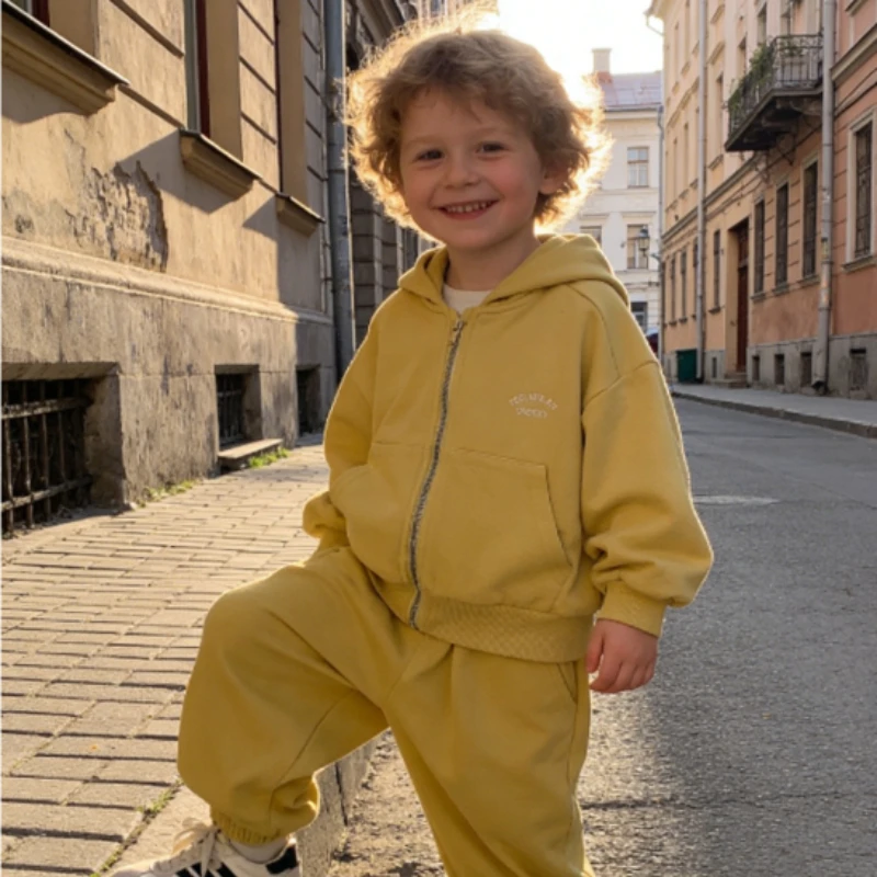 Ensemble pour enfants : Sweat à capuche sport printemps-automne, Nouvelle collection automne 2026, Sweat à capuche pour garçon, Cardigan zippé pour bébé garçon, Ensembles pour enfants