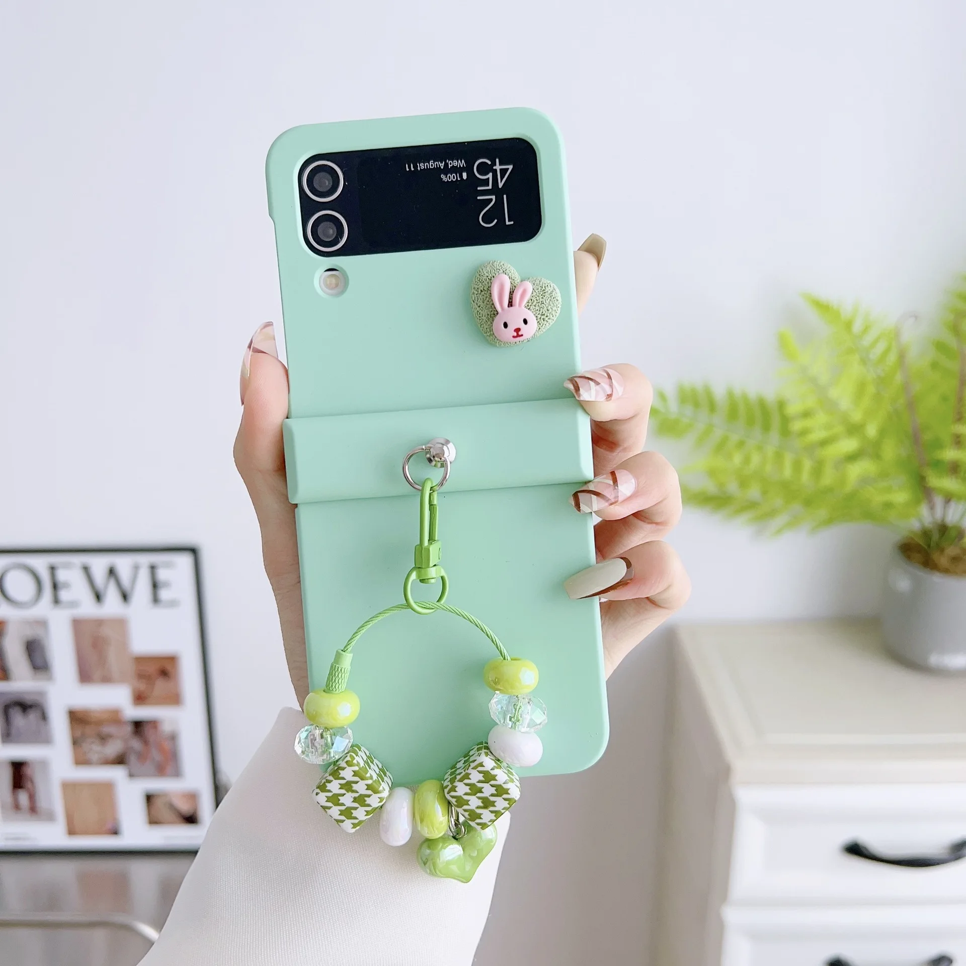 

Ring Lanyard Pure Color Phone Case For Samsung Galaxy Z Flip 7 6 5 4 Protective Back Cover For ZFlip5 ZFlip6 ZFlip7 Case Shell