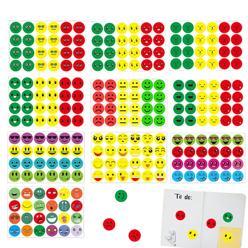 240-1440PCS Happy/Sad Smile Face Behavior Emotion Stickers Kids Classroom Behavioral Performance Reward Stickers for Students