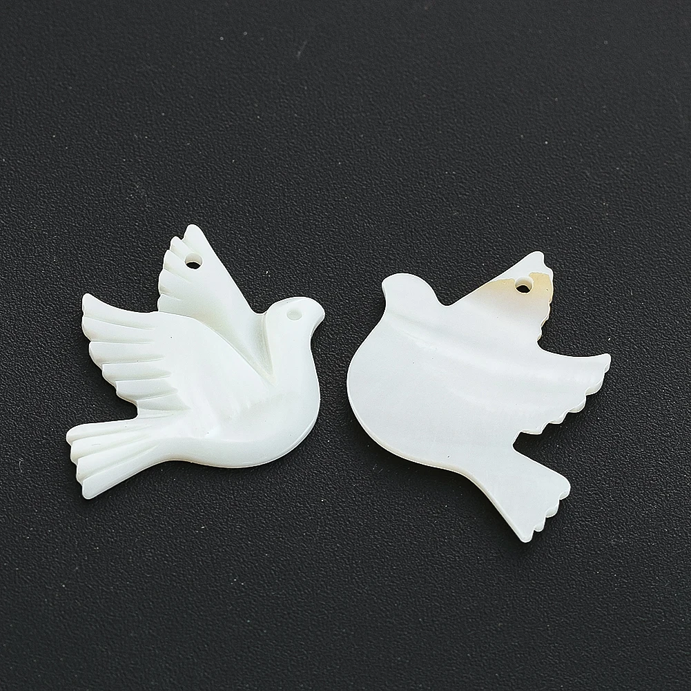 Natural White Mother of Pearl Polishing Doves of Peace Shell Beads Pendant MOP Seashell Pendant DIY Earring Necklace Jewelry