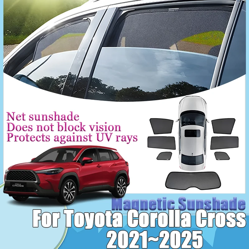 For Toyota Corolla Cross XG10 Hybrid 2021-2025 Magnetic Car Mesh Sunshade Curtain Stickers Windows Visors Cover Auto Accessories