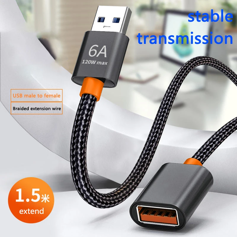 

1.5m USB 2.0 Extension Cable Female To Male Extender Cord High Speed Transmission Data Cable For Camera TV Printer