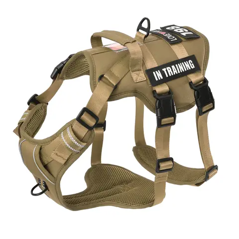 Gilet per imbracatura per cani con 4 toppe per cani Pettorina per cani riflettente senza tirare con morbido manico imbottito per addestramento di cani di taglia media