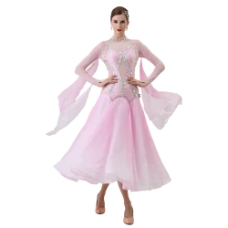 B-2288 New Women Modern Dance Rhinestone Color Diversity Dress Ballroom National Standard Waltz Competition Performance